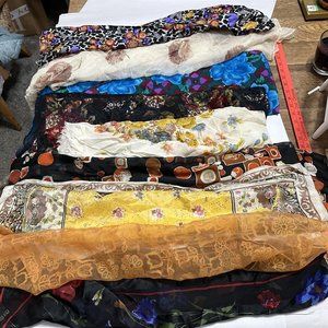 Vintage Lot of 9 Scarves 9 Floral Patterns Some Sheer Assorted Colors